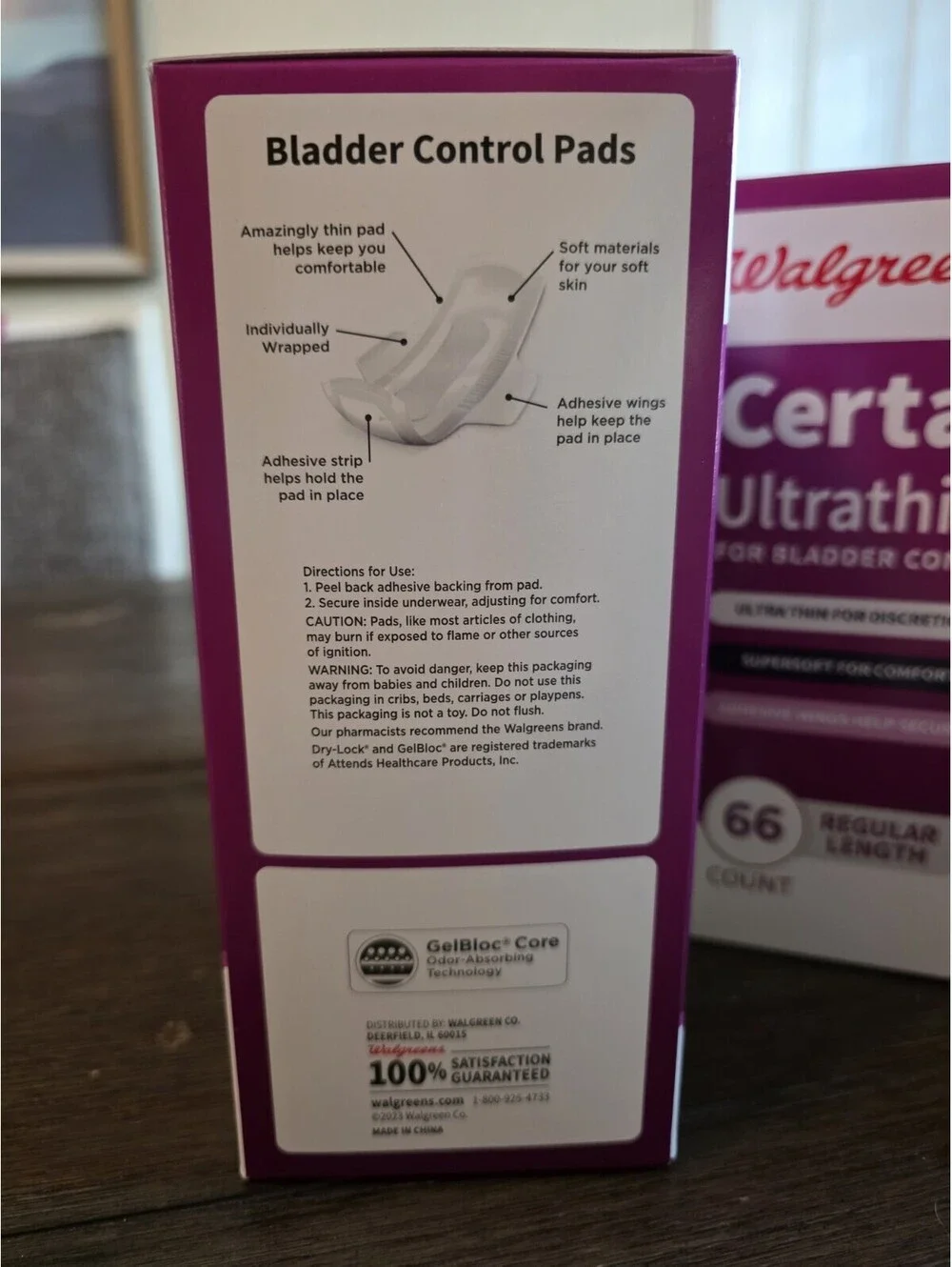 Lot Of 2! Walgreens Certainty Ultrathin Bladder Cont Pads Light, 66 Ct, Regular